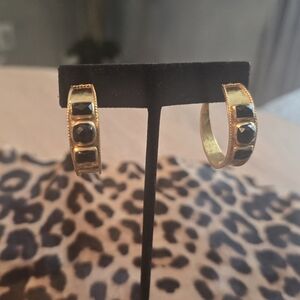 Julie Vos Gold And Balck Stone Small Hoop Earrings-Mint!!!